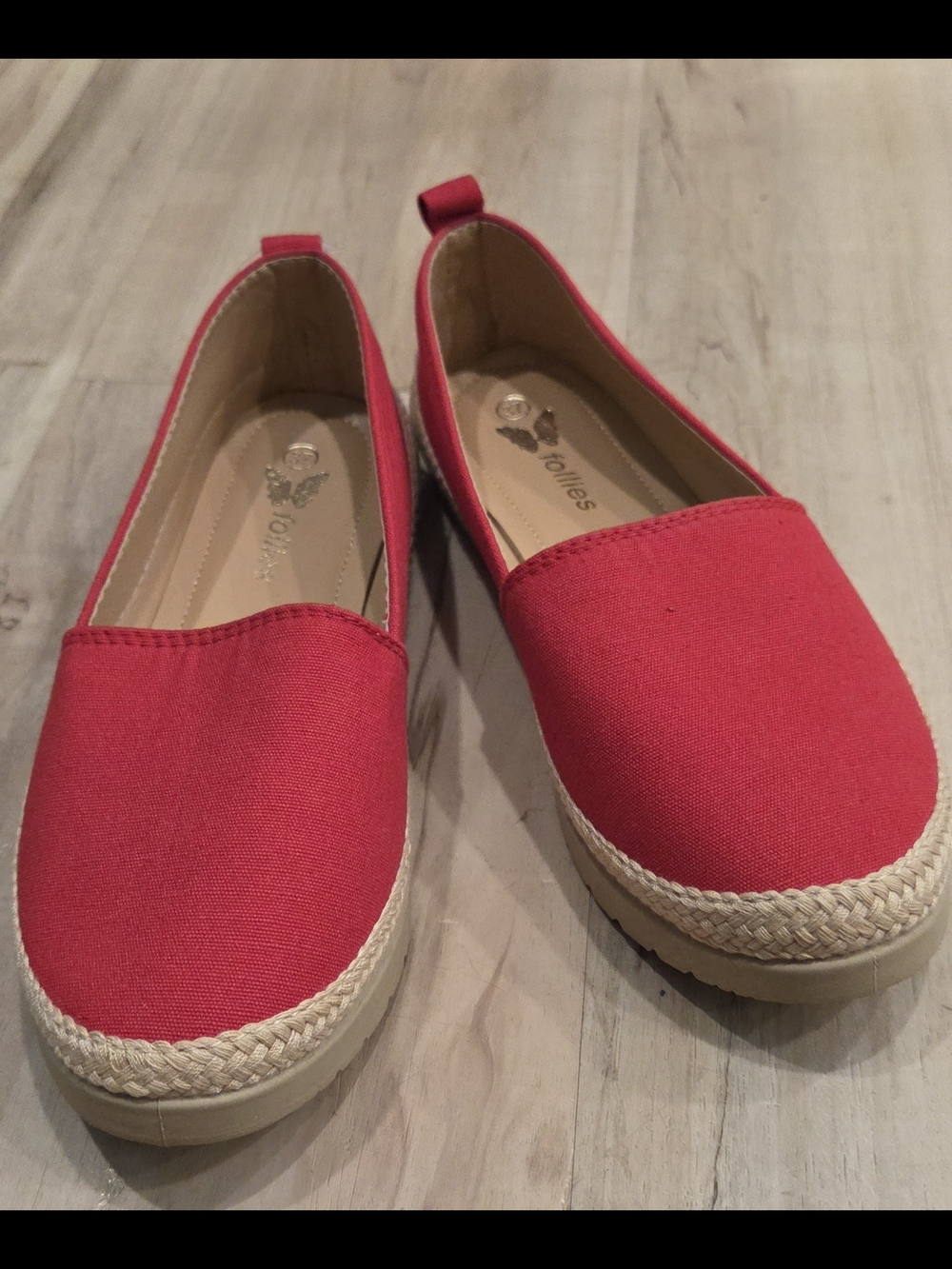 Canvas Espadrille Slip-On Flats in Red